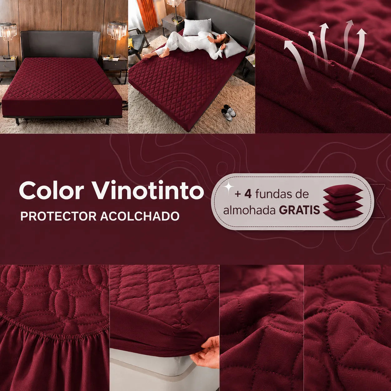 Paga 1 Lleva 2 | Protector de Colchón Antifluido + 4 Fundas de Almohada
