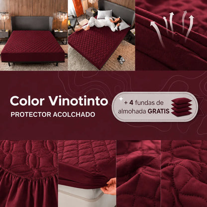 Paga 1 Lleva 2 | Protector de Colchón Antifluido + 4 Fundas de Almohada