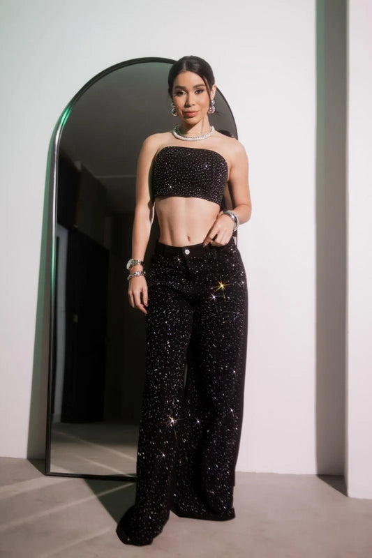 Jean Oversize Negro con Brillos