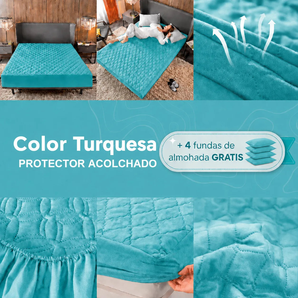 Paga 1 Lleva 2 | Protector de Colchón Antifluido + 4 Fundas de Almohada