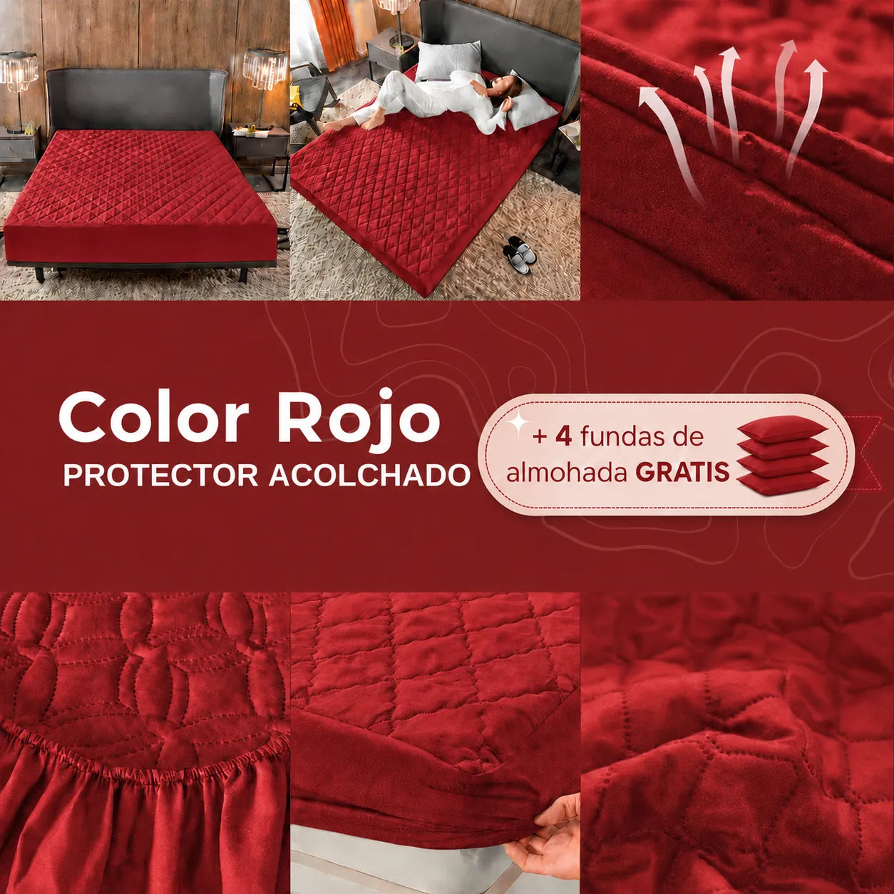 Paga 1 Lleva 2 | Protector de Colchón Antifluido + 4 Fundas de Almohada