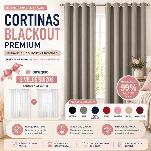 Cortinas Blackout Premium + Obsequio 2 Velos Suizos