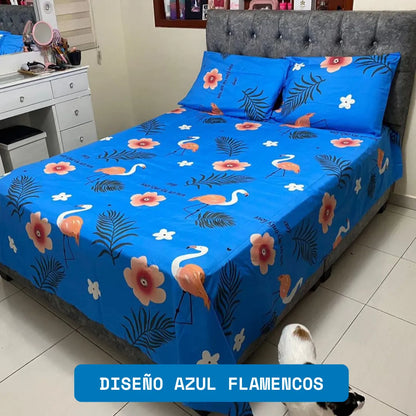 PAGA 1 LLEVA 2 | JUEGO DE SABANAS ESTAMPADAS 4 PIEZAS | TELA PREMIUM ⭐