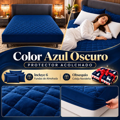 3 Protectores de Colchón + 6 Fundas de Almohada | Obsequio Cobija Navideña