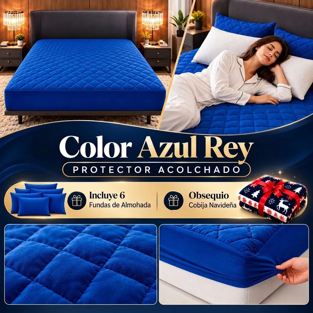 3 Protectores de Colchón + 6 Fundas de Almohada | Obsequio Cobija Navideña
