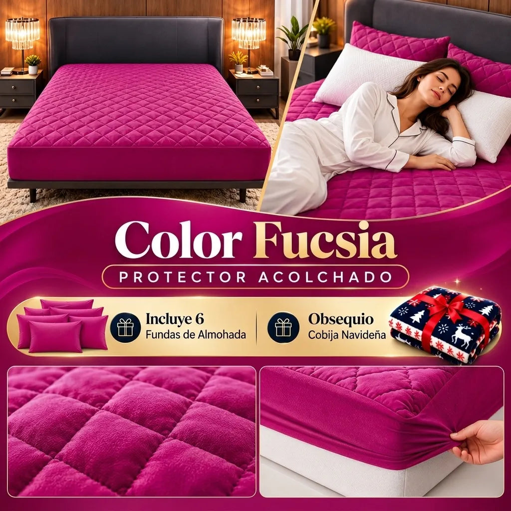 3 Protectores de Colchón + 6 Fundas de Almohada | Obsequio Cobija Navideña