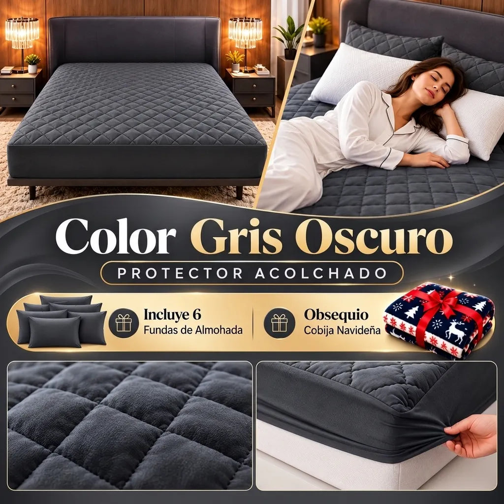 3 Protectores de Colchón + 6 Fundas de Almohada | Obsequio Cobija Navideña