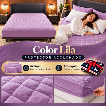 3 Protectores de Colchón + 6 Fundas de Almohada | Obsequio Cobija Navideña