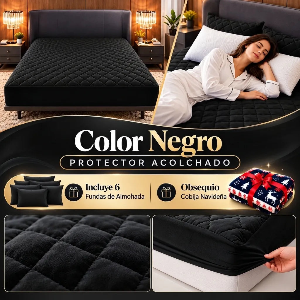 3 Protectores de Colchón + 6 Fundas de Almohada | Obsequio Cobija Navideña