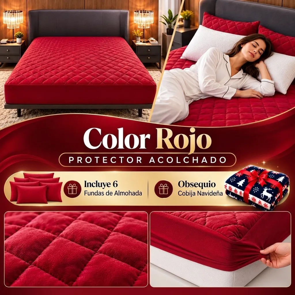 3 Protectores de Colchón + 6 Fundas de Almohada | Obsequio Cobija Navideña