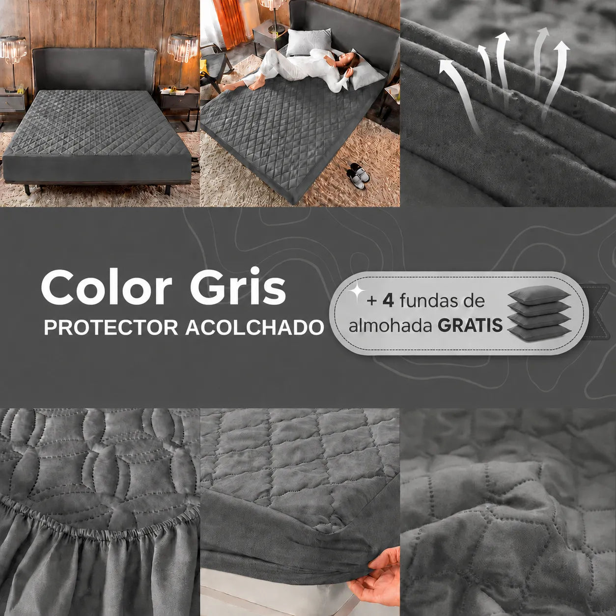 Paga 1 Lleva 2 | Protector de Colchón Antifluido + 4 Fundas de Almohada