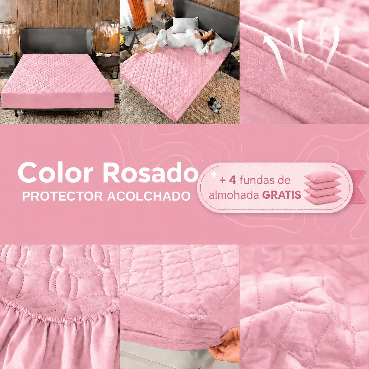Paga 1 Lleva 2 | Protector de Colchón Antifluido + 4 Fundas de Almohada